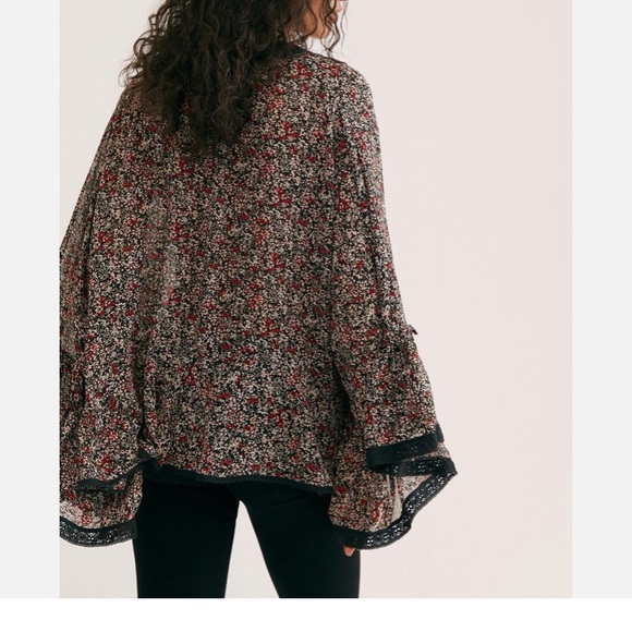 Free People Lola Kimono Black Combo Size M - Picture 3 of 8